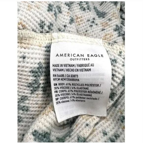American Eagle Waffle Thermal PJs L NWT Pajamas Romper One Piece Cream Lounge - Picture 3 of 3